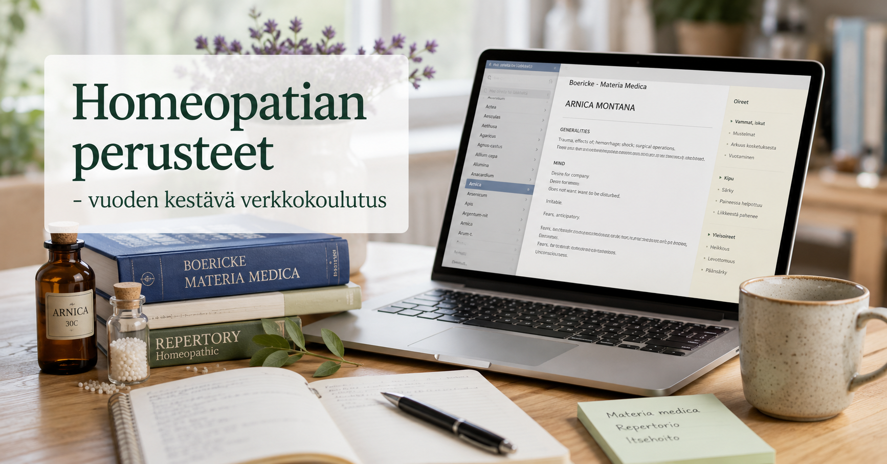 Homeopatianperusteet vuoden verkkokoulutus Homeopatiaopisto