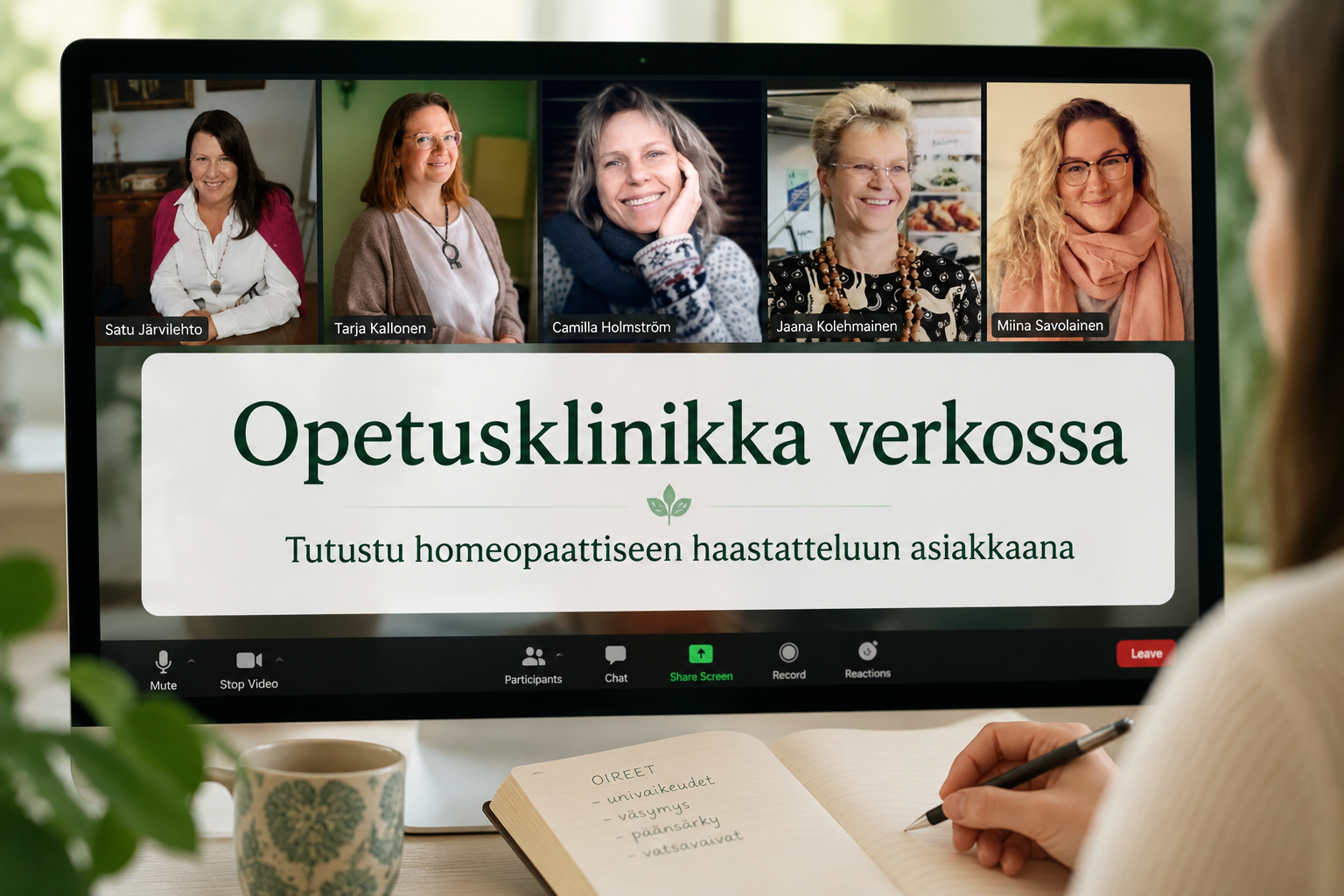 Satu Järvilehto, Tarja Kallonen, Camilla Holmström, Jaana Kolehmainen, Miina Savolainen_Homeopatiaopisto