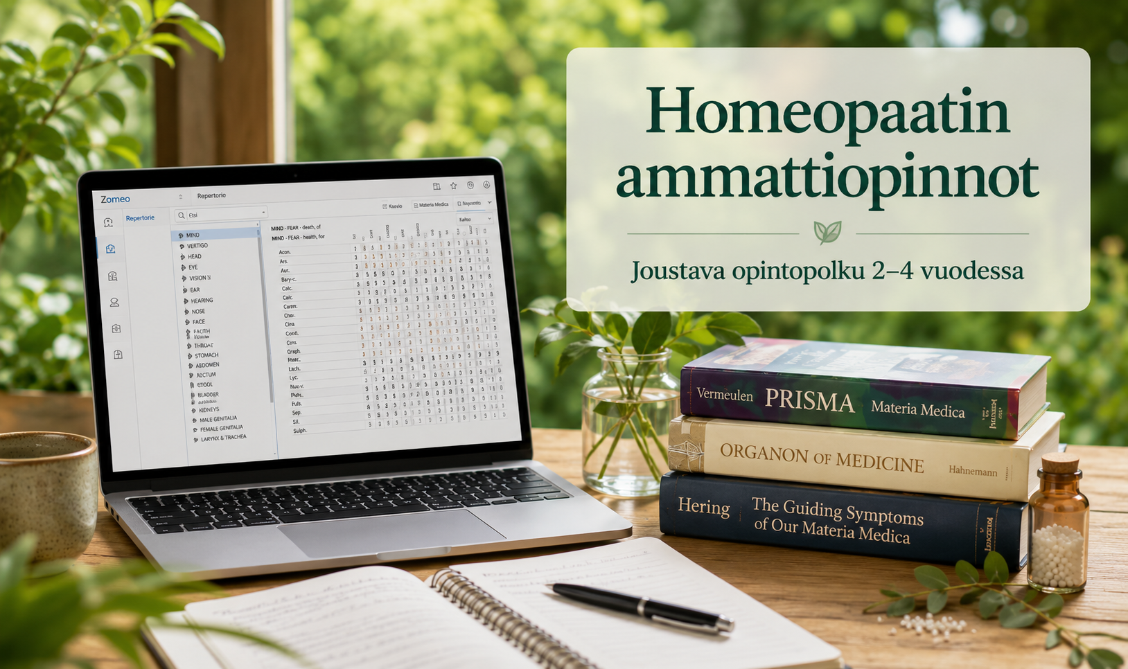 Homeopatian ammattiopinnot syventävät perusopinnoissa opittuja taitoja ja tarjoavat valmiudet harjoittaa klassista homeopaattista hoitotyötä