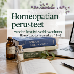 Homeopatian perusteet ykkösvuosi, tule mukaan verkko-opintoihin vaikka tänään