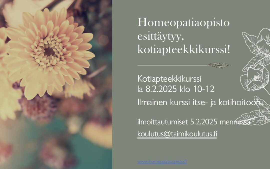 homeopatian kotiapteekkikurssi, koti- ja itsehoito-ohjeet